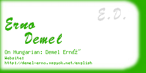 erno demel business card